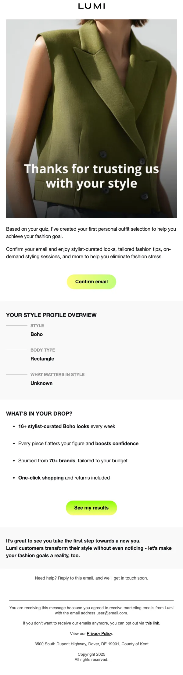 Lumi email: Re: Your Results Are In