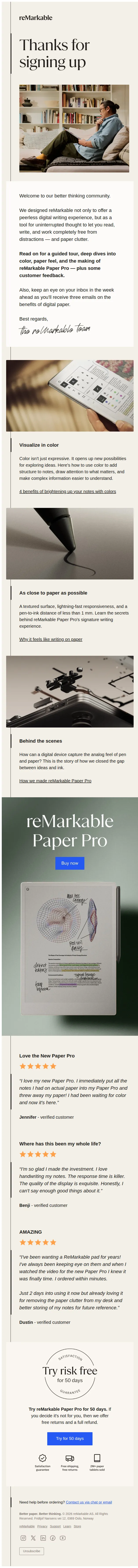 reMarkable email: Thanks for signing up