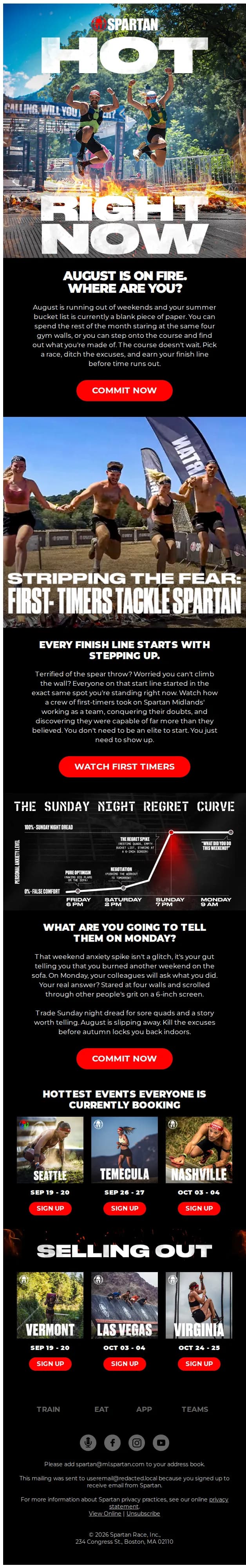 Spartan email: HOT RIGHT NOW: AUGUST IS TICKING AWAY