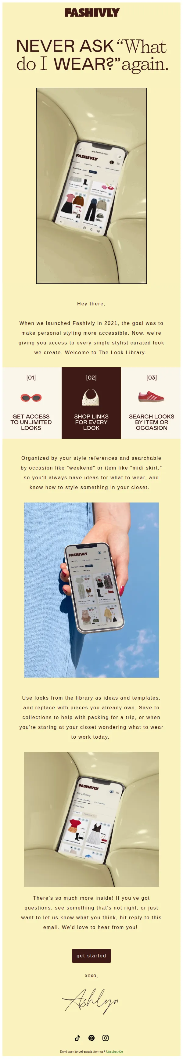 Fashivly email: Every stylist created look for just $9.99/month