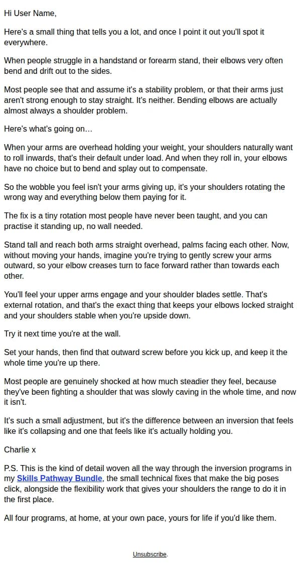 Charlie Follows email: what your bendy elbows are actually telling you
