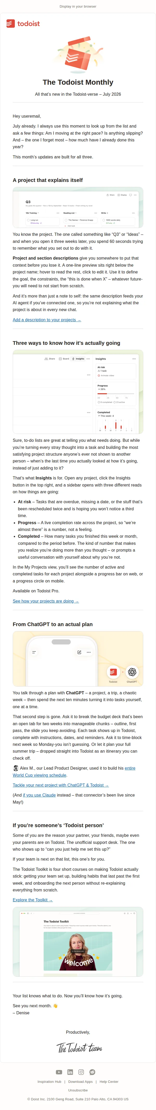 Todoist email: useremail, our official ChatGPT app is here