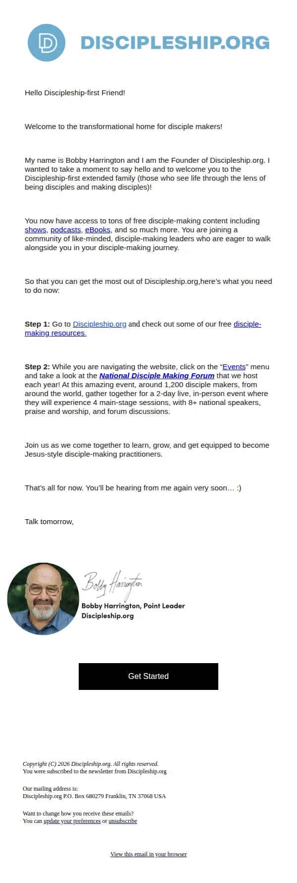 Discipleship.org email: Welcome to Discipleship.org!