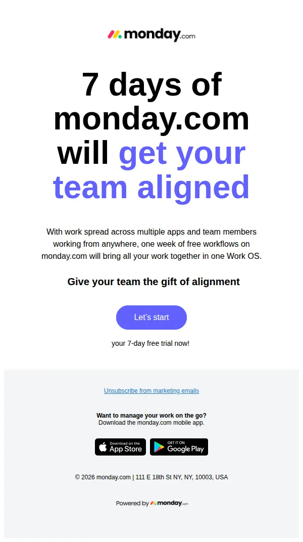 monday.com email: Last call to get a 7-day free trial!