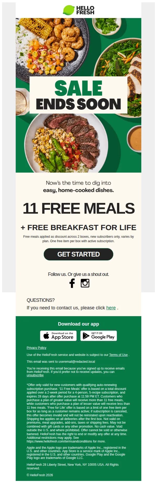 HelloFresh email: 🚨 SALE ending... 🚨