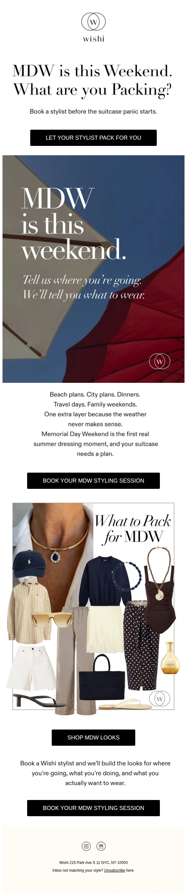 Wishi email: Your MDW outfits, handled