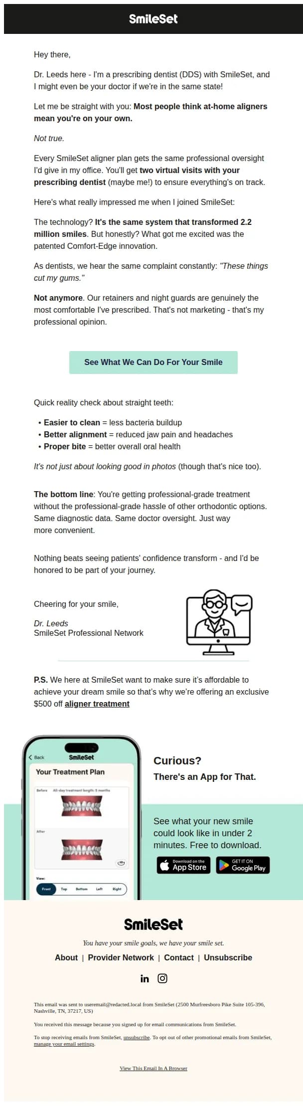 SmileSet email: Your dentist checking in (with good news)
