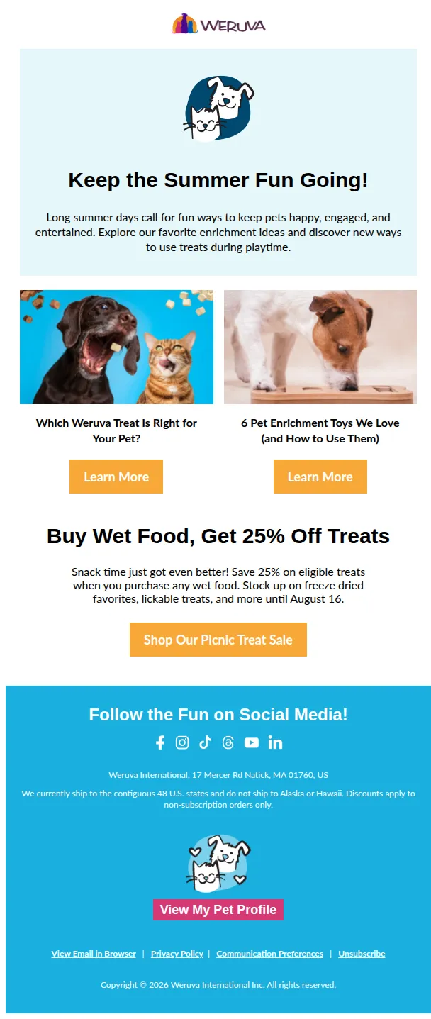 Weruva email: Keep the Summer Fun Going! ☀️🐾