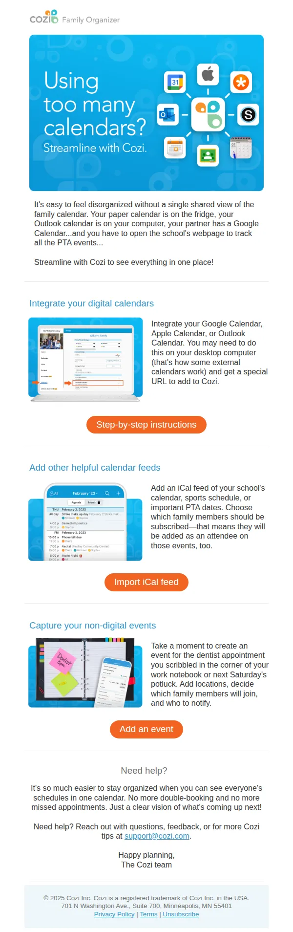 Cozi email: Keep one central calendar with Cozi