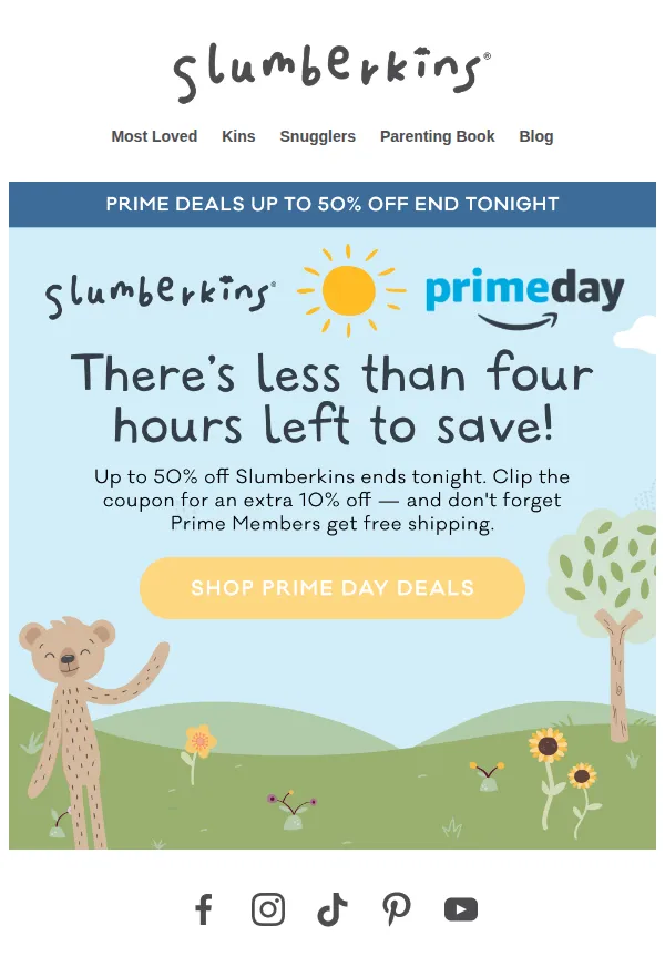 Slumberkins email: 🚨 Less Than Four Hours Left!