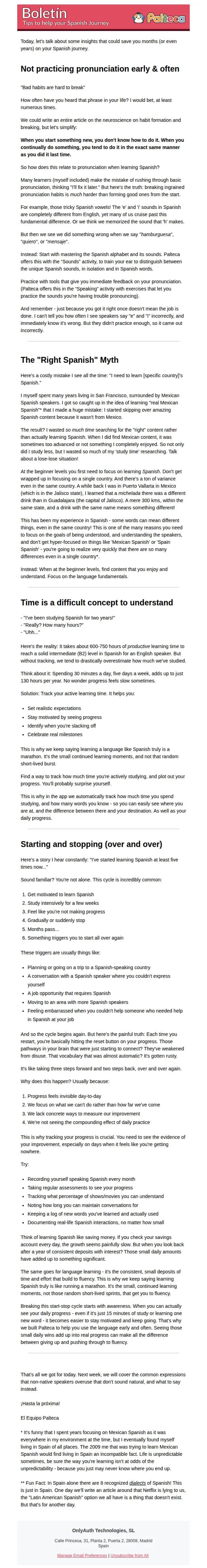 Palteca email: Spanish Regret: What I wished I did when learning Spanish