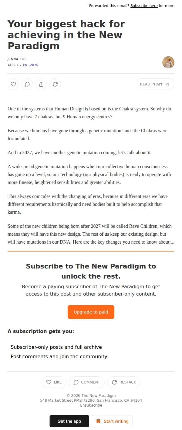 The New Paradigm with Jenna Zoe email: Your biggest hack for achieving in the New Paradigm