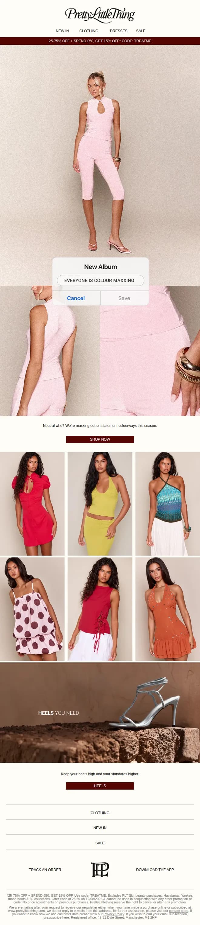 PrettyLittleThing email: We're colour maxxxing 💛🩷