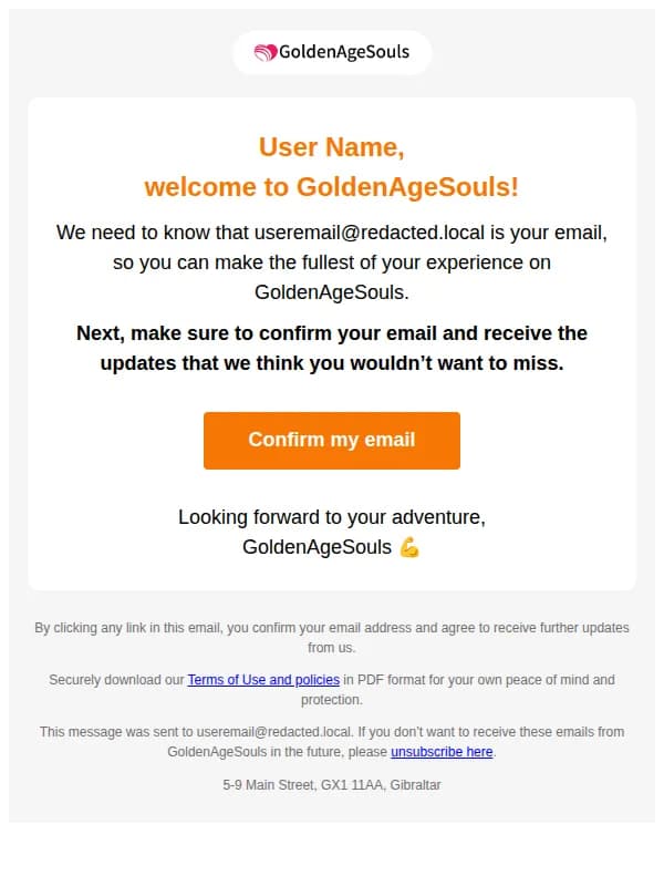 GoldenAgeSouls email: User Name, please confirm your email!