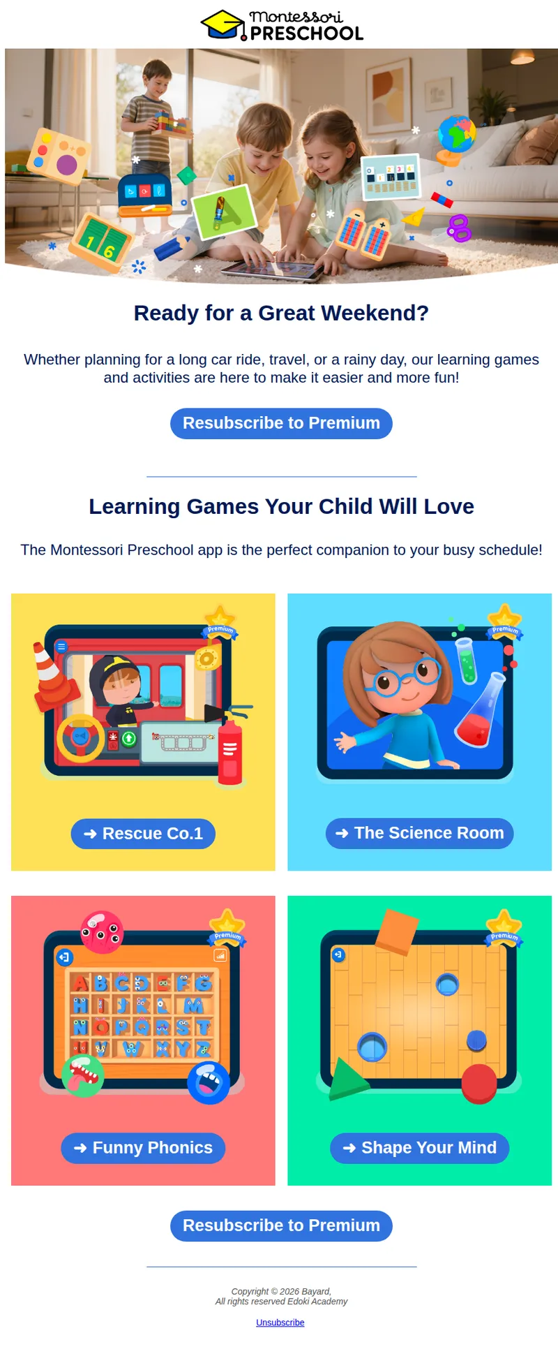 Edoki Club email: 4 learning games for a great weekend