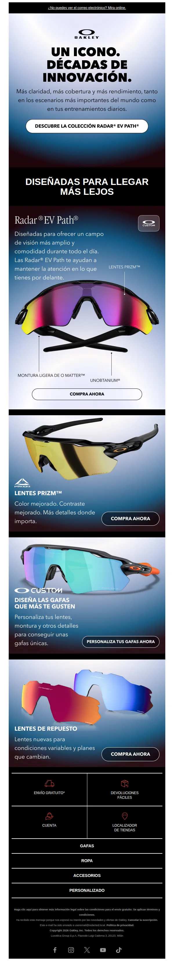 Oakley email: Descubre Radar® Ev Path®