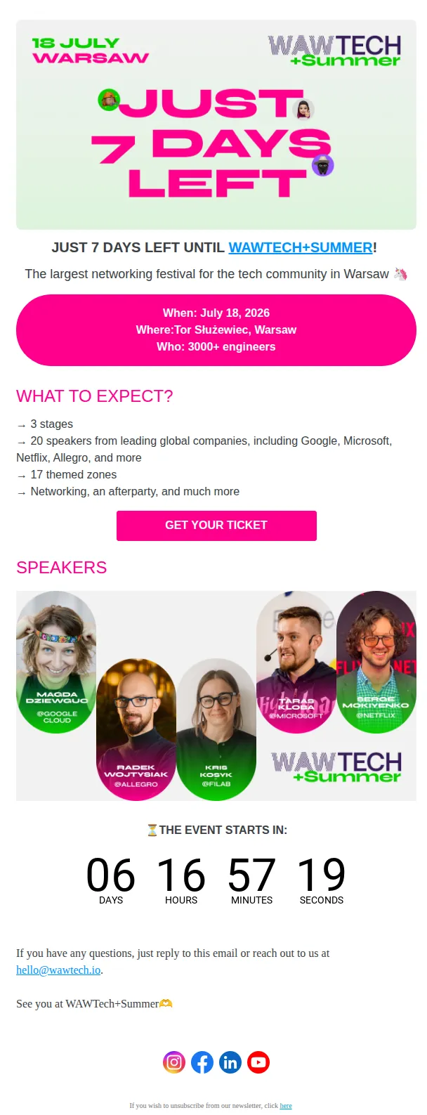 DOU Events email: 🦄 Just 7 Days Left Until WAWTech+Summer!