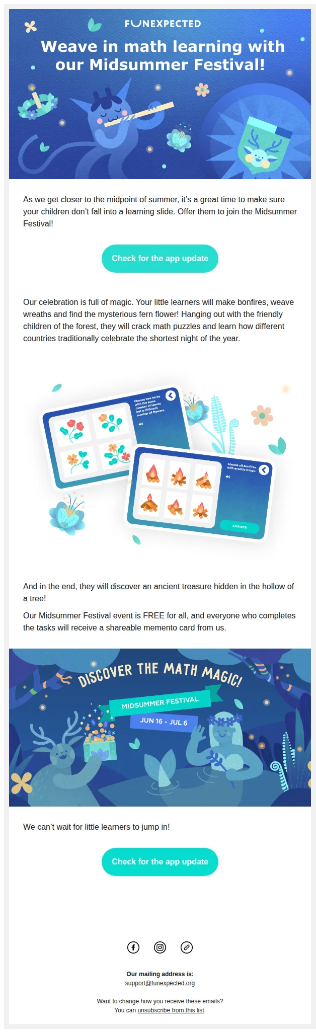 Funexpected Math email: Midsummer Special: discover the mysteries of math! 🧚🌿