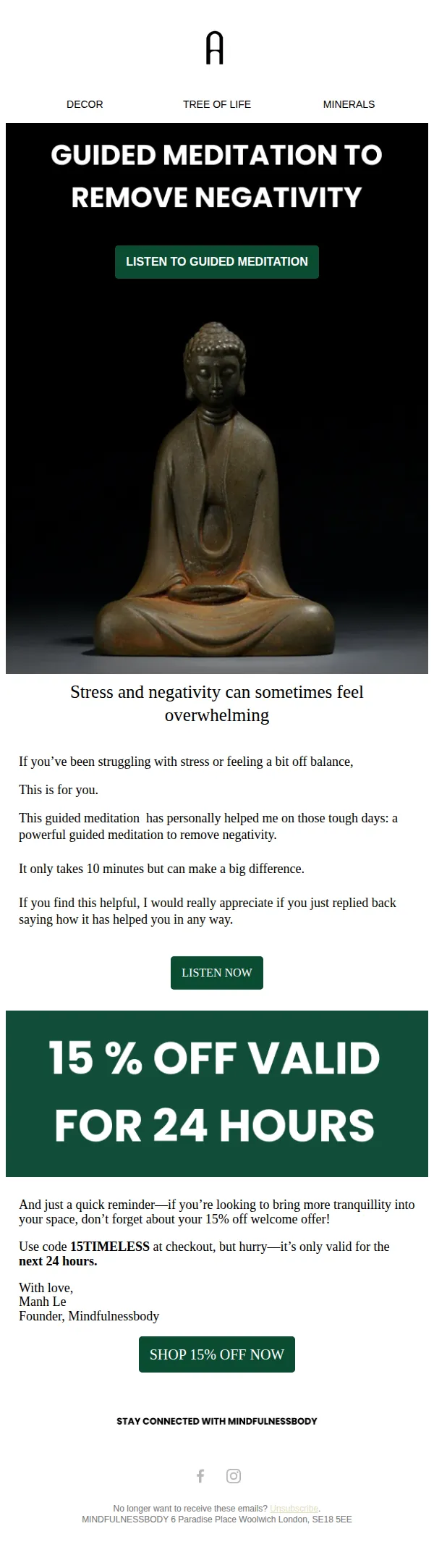 MindfulnessBody email: Remove negative energy guided meditation