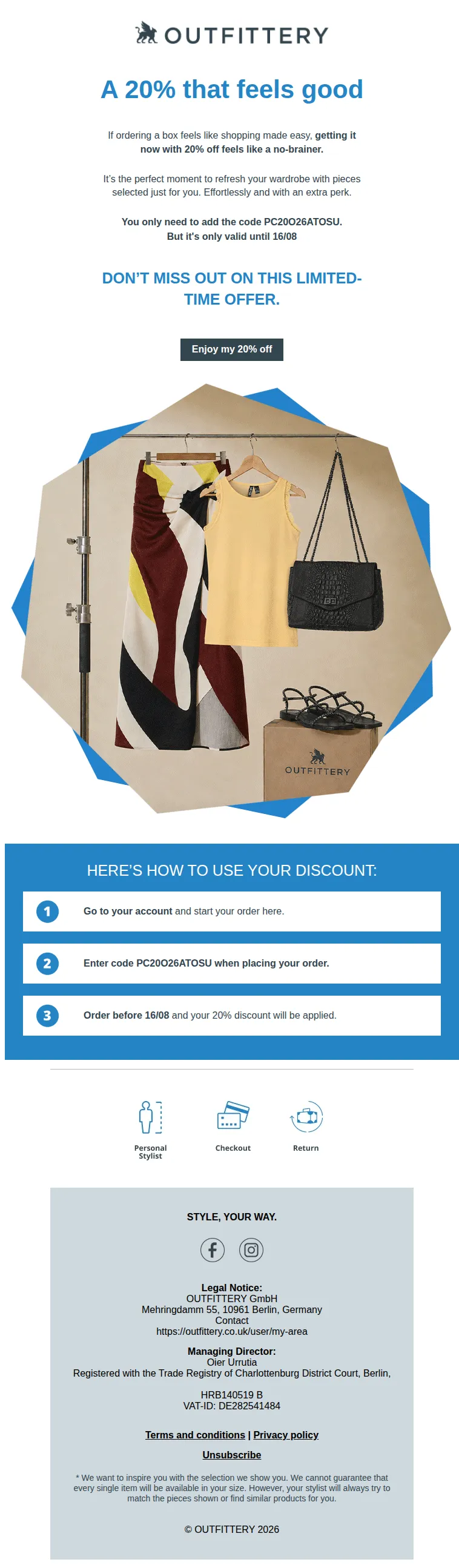 Your OUTFITTERY Team email: Your 20% off just made style even easier