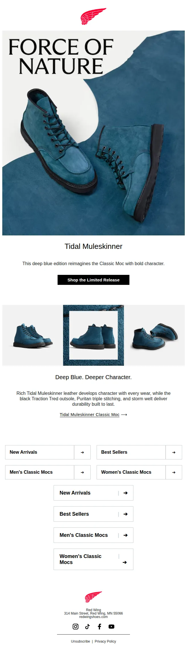 Red Wing email: ARRIVED: One Icon. A Different Current.