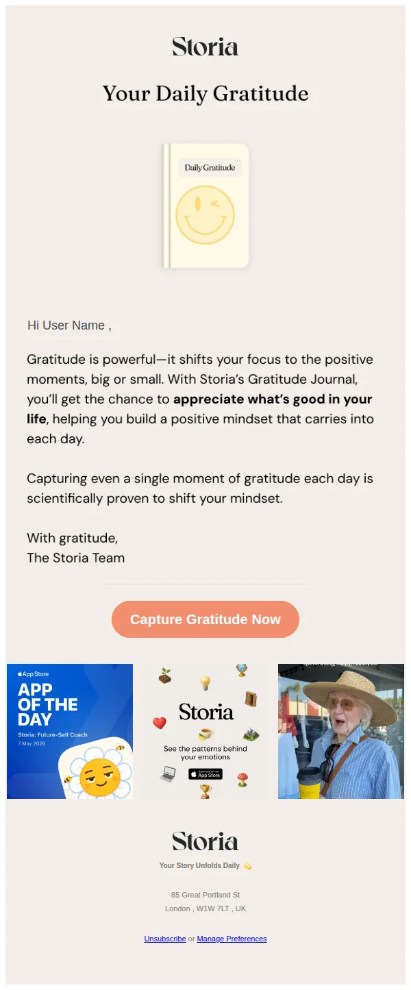 Storia email: Celebrate the Good Moments