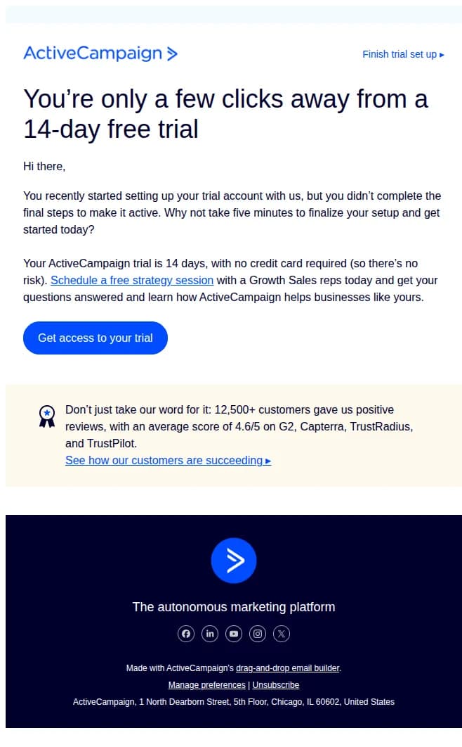 Cara O'Shea email: Don’t lose access to your free trial account