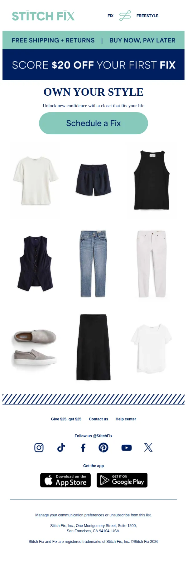 Stitch Fix email: Curated for you, by us