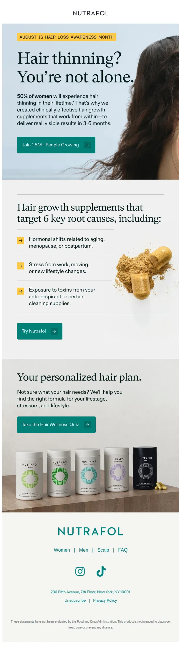 Nutrafol email: Hair thinning? You’re not alone.