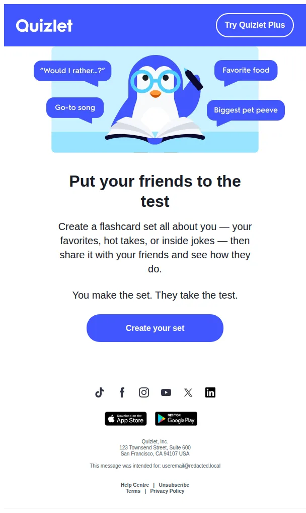 Quizlet email: Your group chat isn’t ready for this 👀