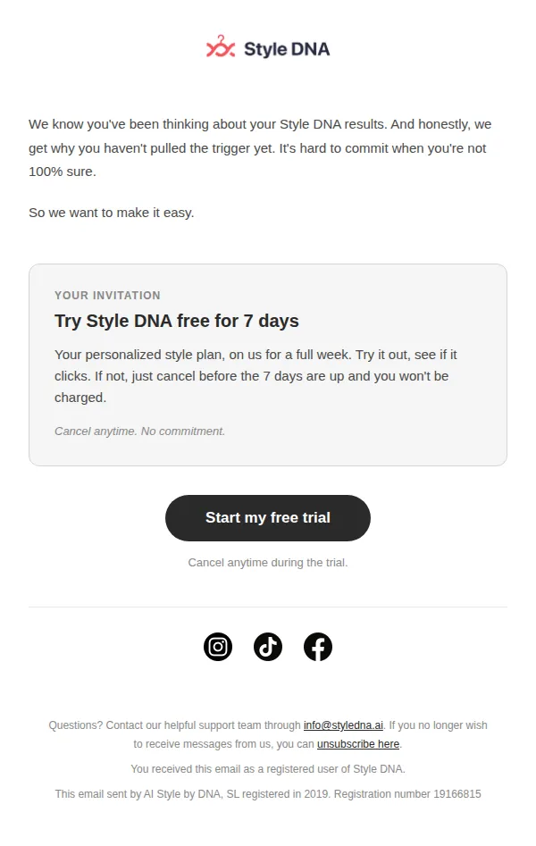 Style DNA email: What if you could try it risk-free?