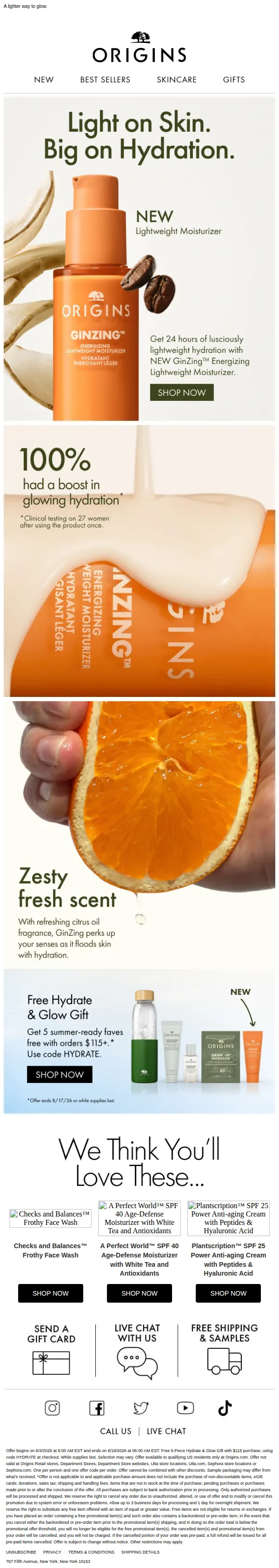Origins email: NEW: GinZing™ Energizing Lightweight Moisturizer
