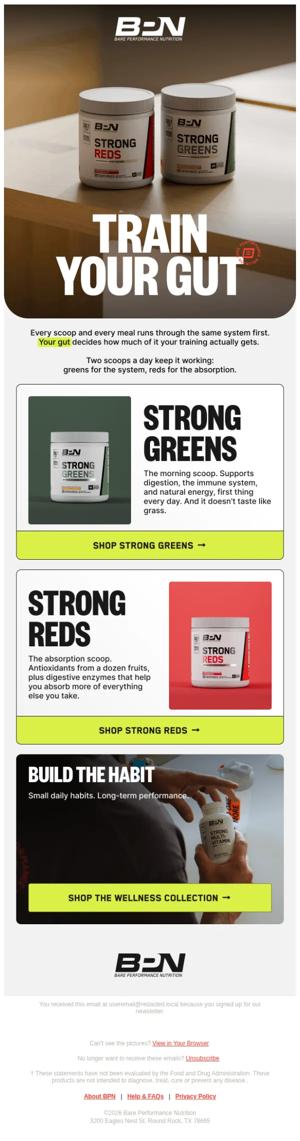 Bare Performance Nutrition email: Your Gut is a Performance Variable