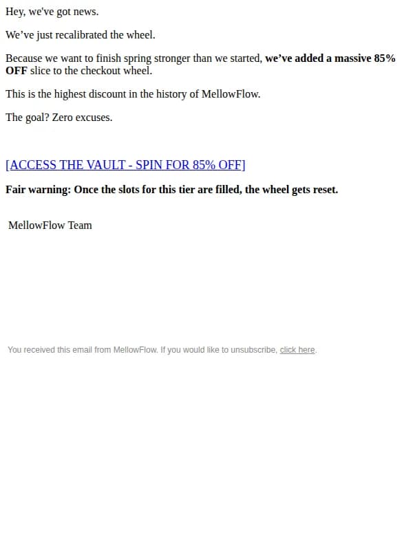MellowFlow email: Summer discount is upgraded