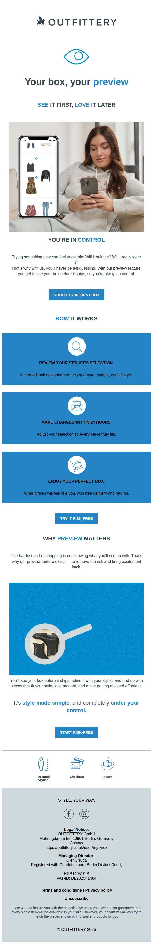 Your OUTFITTERY Team email: Stay in control with the preview 👀