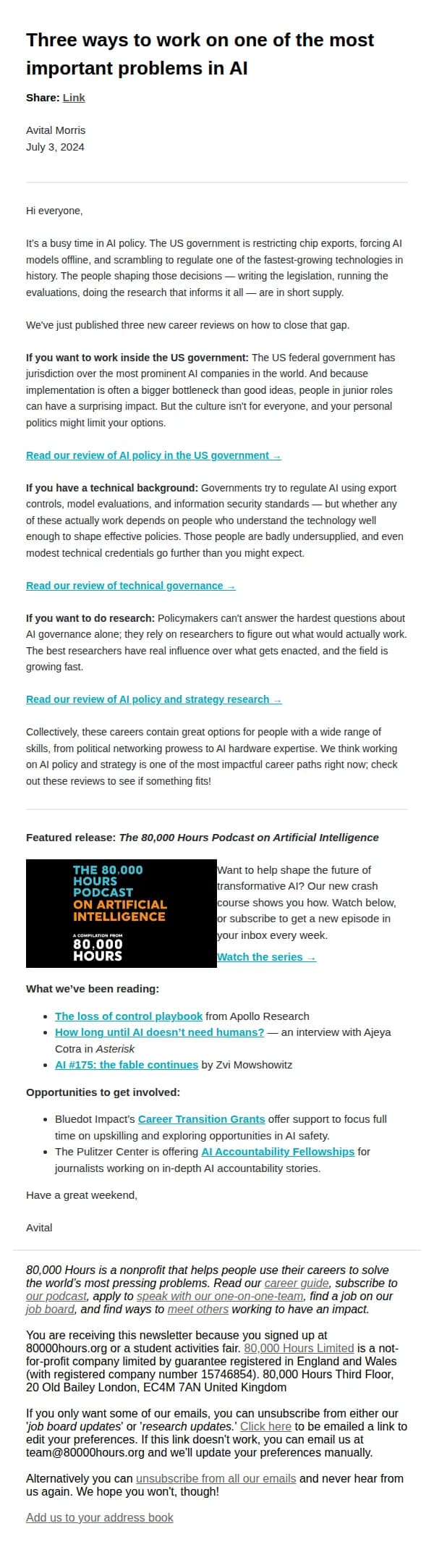 80,000 Hours email: AI will be regulated. Who’s going to make the rules?