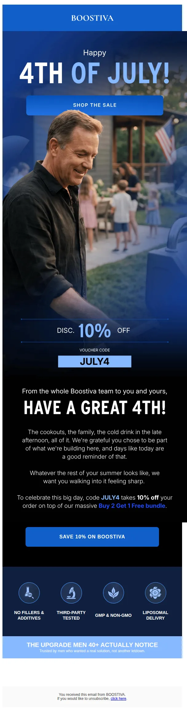 Boostiva email: Happy 4th of July 🇺🇸