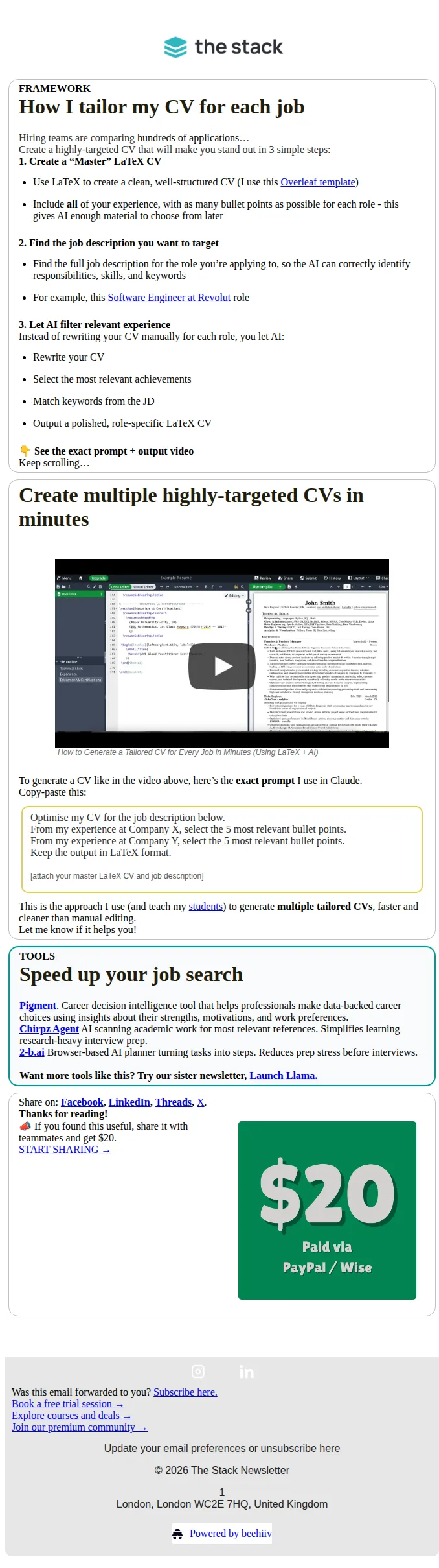 The Stack email: How I tailor my CV for each job in minutes