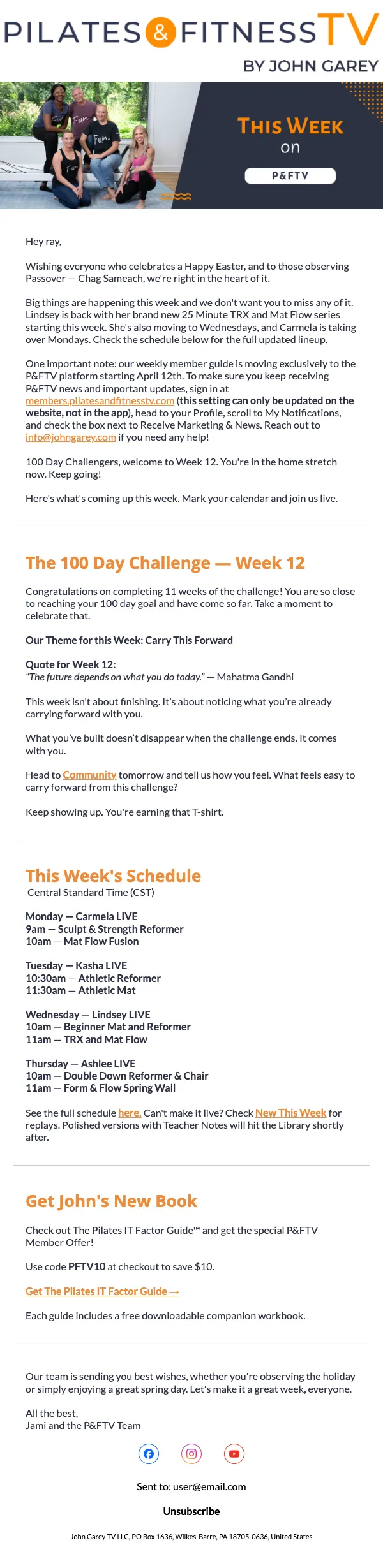 Pilates & Fitness TV email: Big changes this week — don't miss this