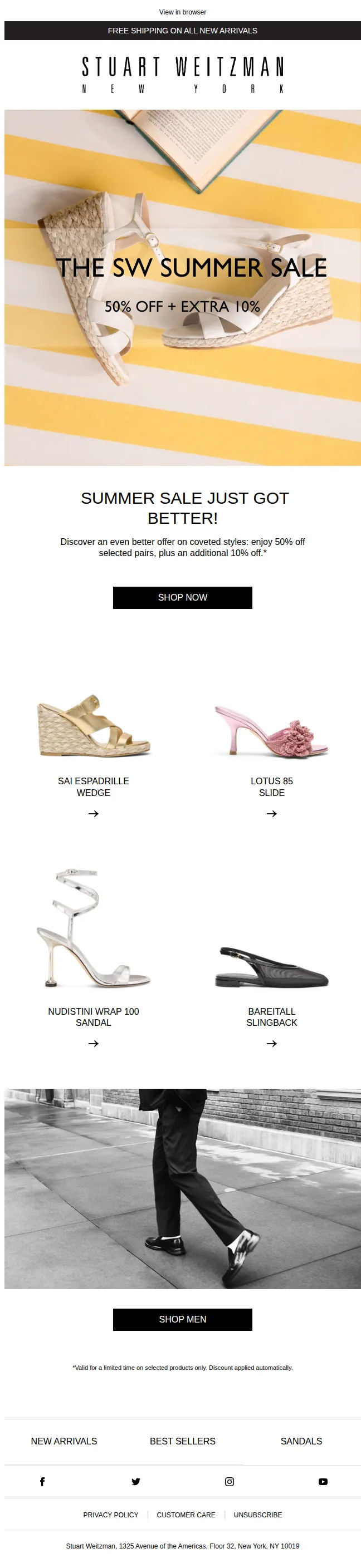 Stuart Weitzman Europe email: Sale Elevated: 50% Off + Extra 10% Off