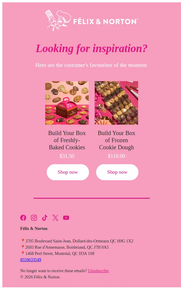 Félix & Norton email: Looking for inspiration?😏