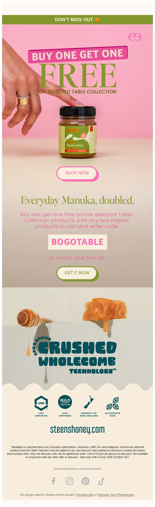 Steens Manuka Honey email: Still thinking about it? 🍯