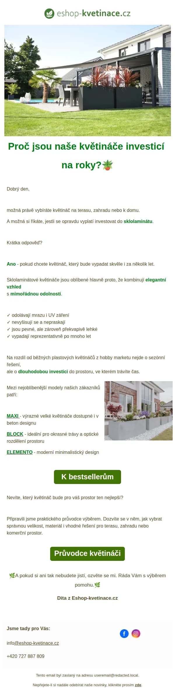 Dita z Eshop-Květináče email: Květináč na desítky let