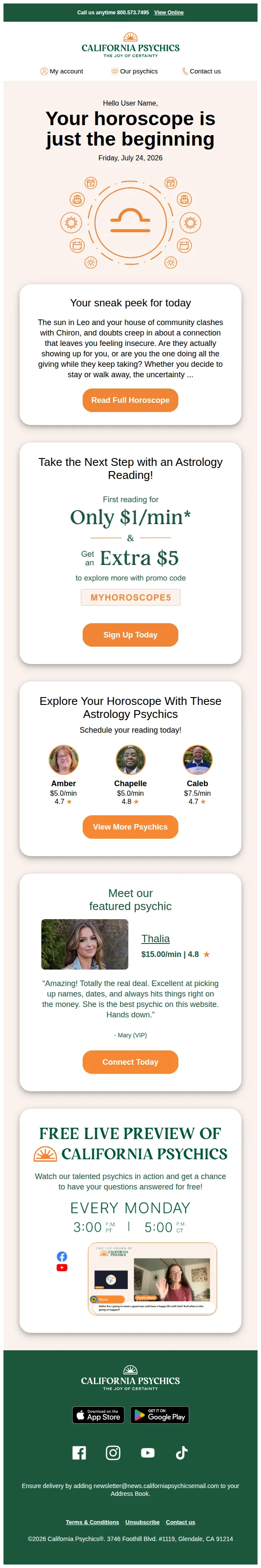 California Psychics email: Today's Libra horoscope