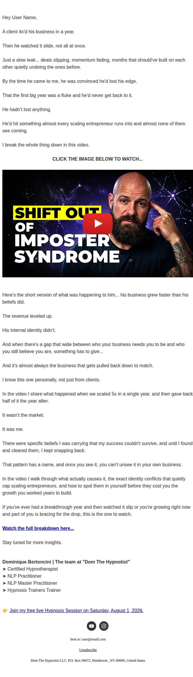 Dom The Hypnotist email: 🔵 Why explosive growth keeps snapping back
