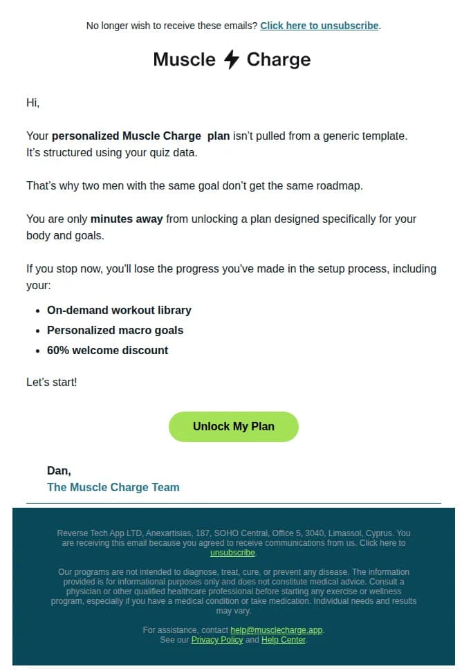 Muscle Charge email: Confirm your spot today