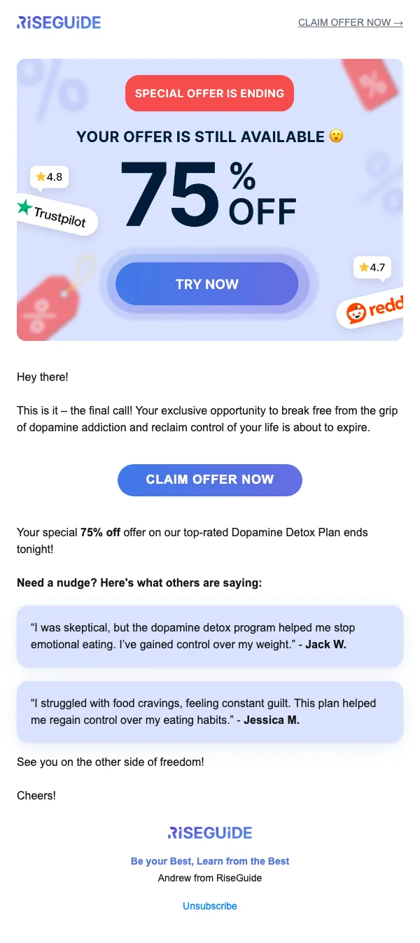 Trible email: Your Offer is Still Available