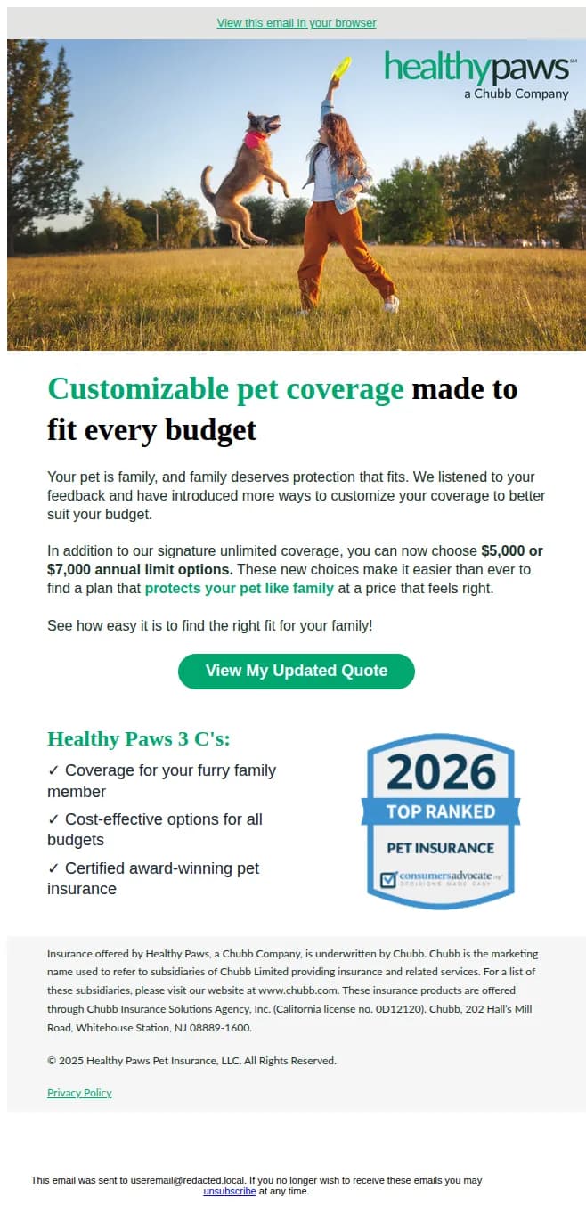 Healthy Paws email: NEW plan options, same great coverage