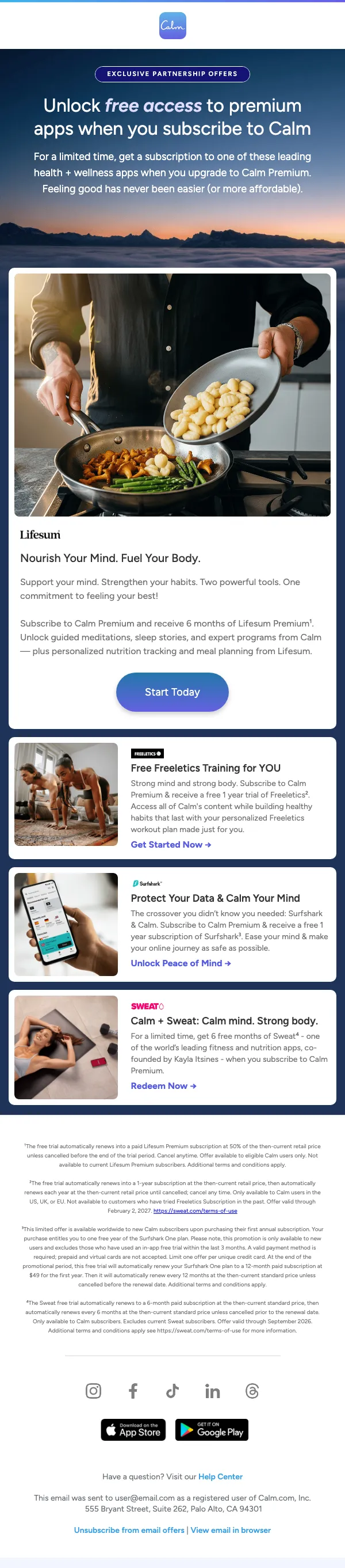 Calm email: 2 FOR 1: Buy Calm, get a FREE bonus subscription