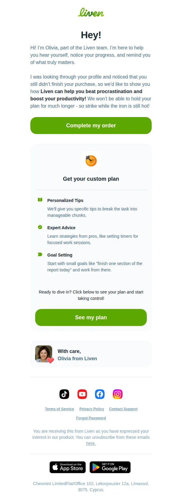 Liven email: Your plan is still available with up to 71% OFF!